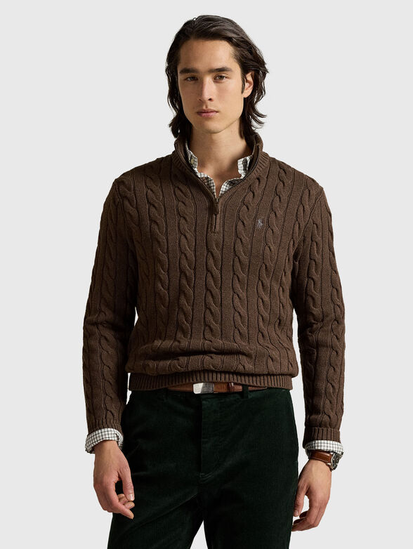 Cable knit cotton zip jumper - 1