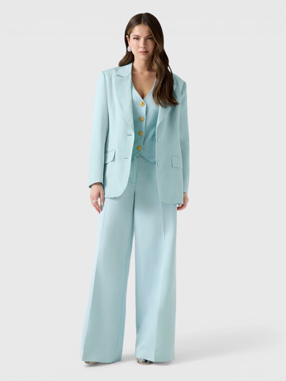 Wide leg linen blend pants - 4