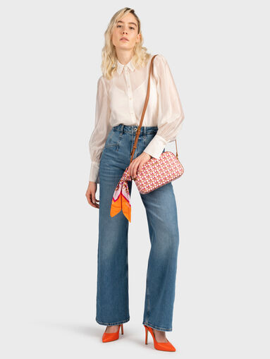 Blue flared jeans with high waist - 5