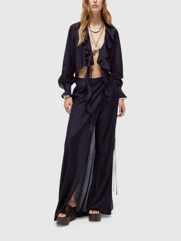 Flared maxi skirt with a slit - 4