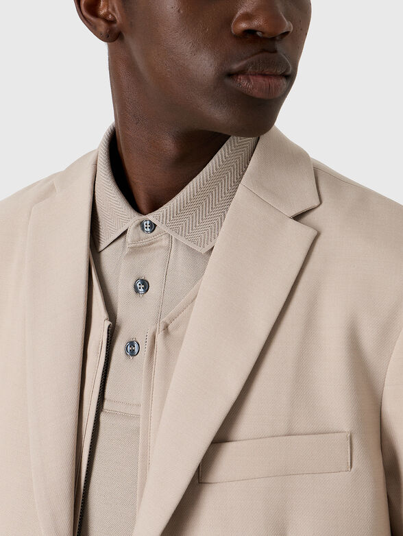 Beige cotton polo-shirt - 4
