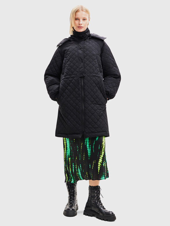 Long black jacket with a hood - 1