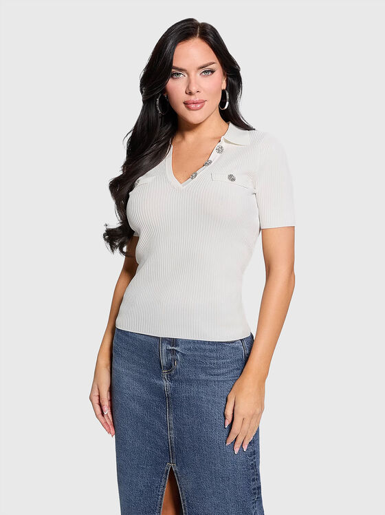 Polo shirt with accent buttons in black - 1