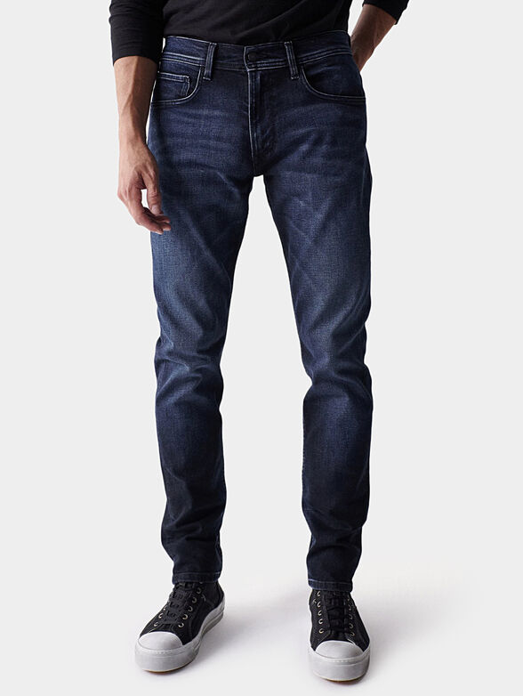 Dark blue slim jeans - 1
