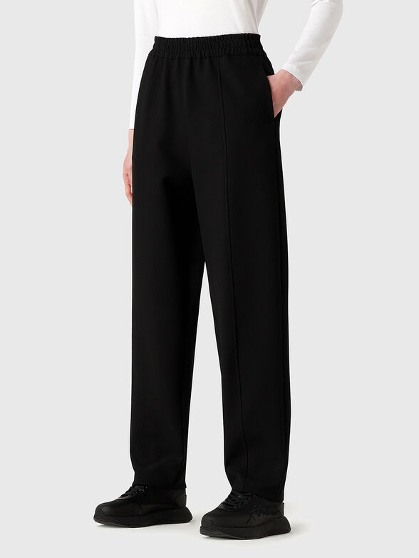 Black viscose blend trousers  - 1