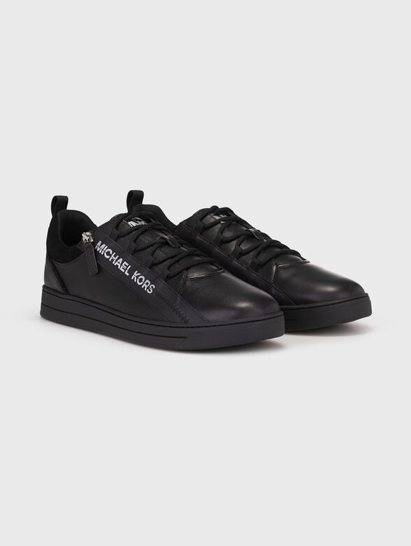 Leather sneakers with contrast logo  - 2