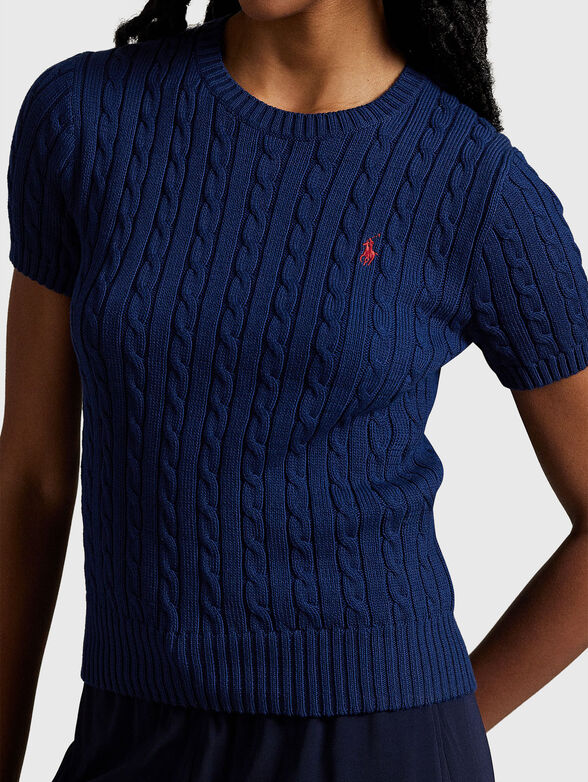 Cable knit cotton short sleeve jumper - 4