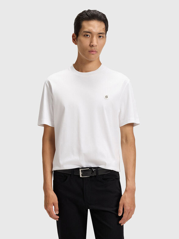 White T-shirt with oval neckline - 1