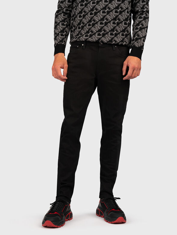 Black slim jeans with logo patch - 1