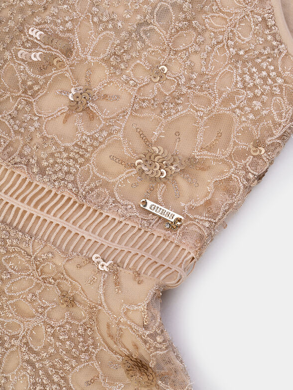 Golden dress with embroidery and sequins - 4