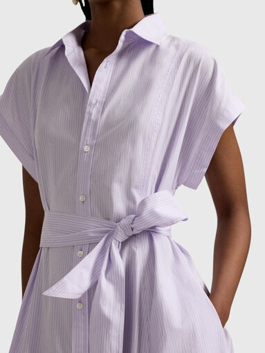 Striped shirt dress with belt - 5
