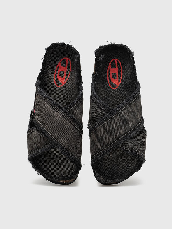 Denim slippers with a bleached effect - 6