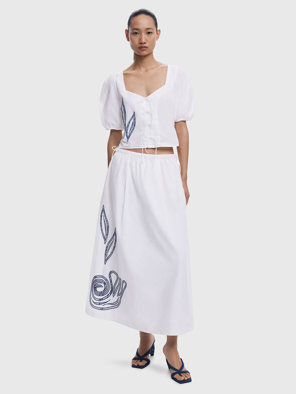Midi cotton skirt with embroidery - 6