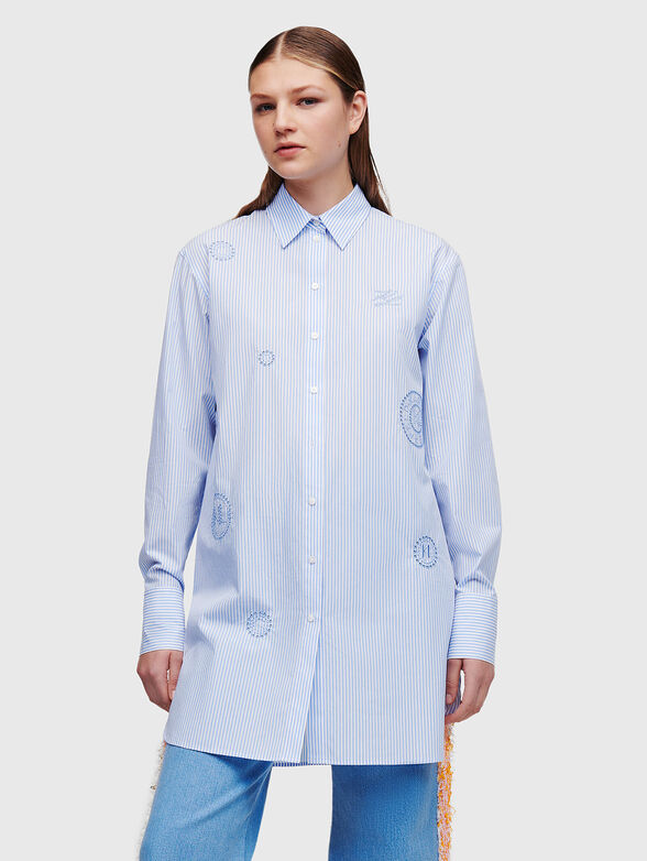 Striped tunic shirt with embroidery - 1