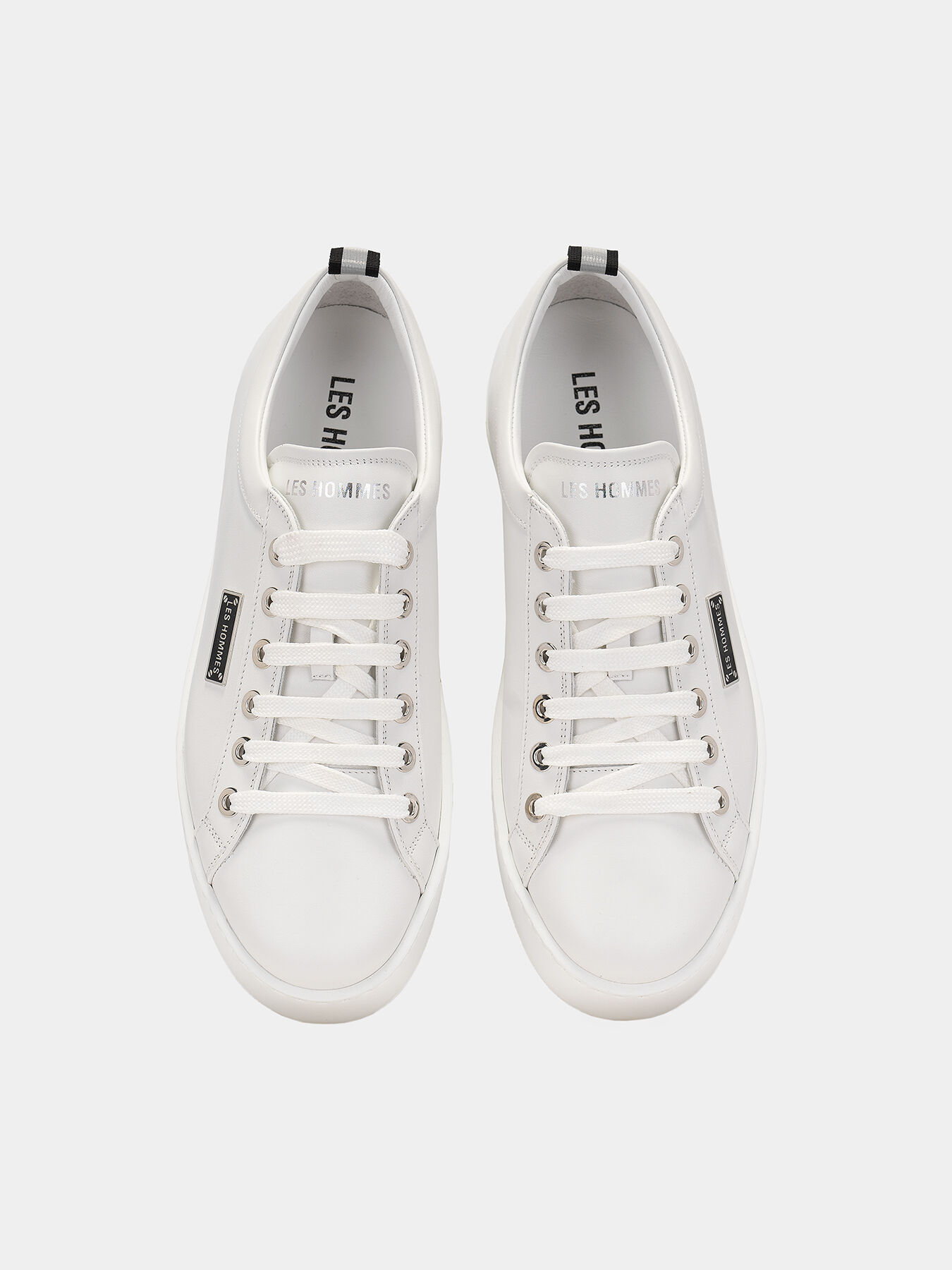 White leather shoes with logo detail brand LES HOMMES
