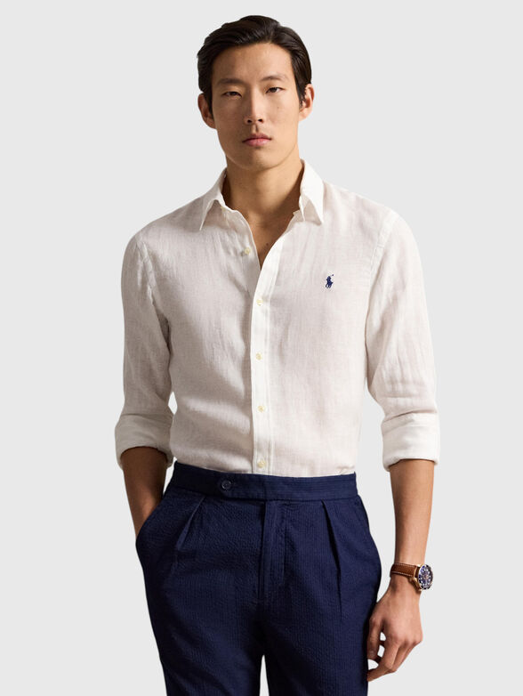 Linen shirt with embroidered logo - 1