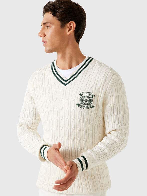 HEWIE cotton sweater with V-neck - 4