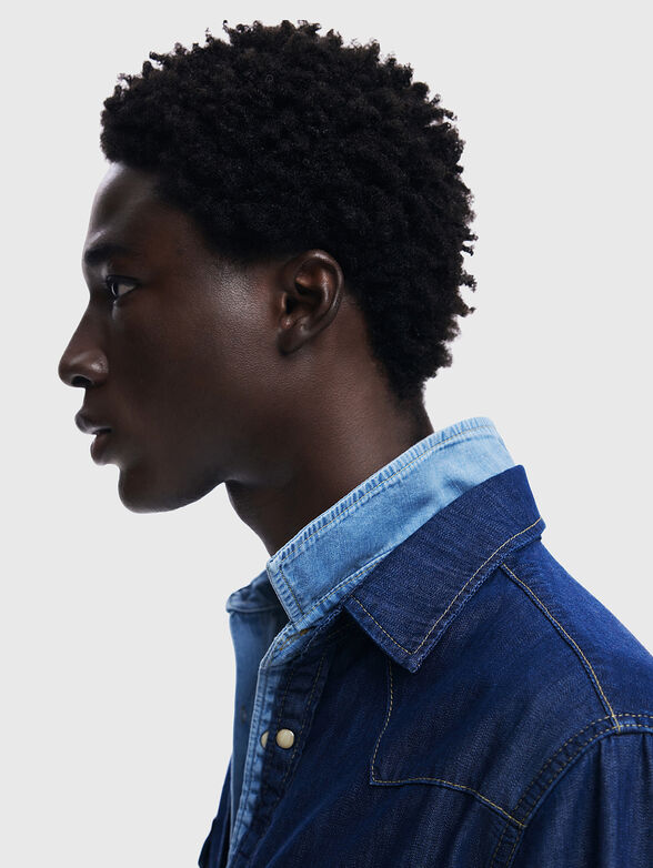 Denim shirt with contrast collar  - 6