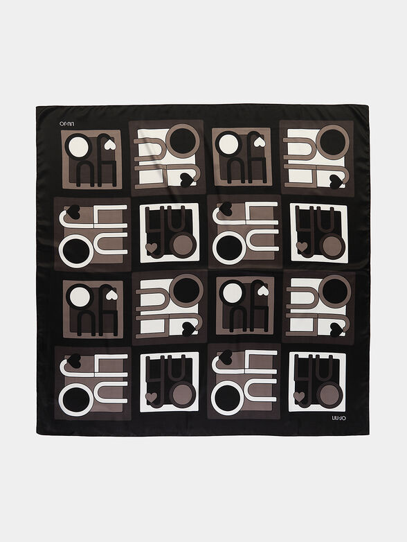 Black scarf with logo print - 1