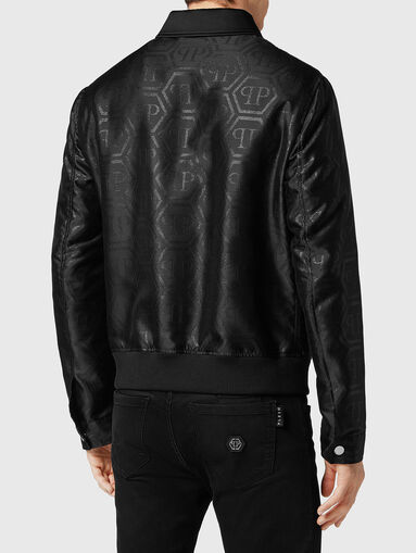 HEXAGON black bomber jacket with monogram print - 3