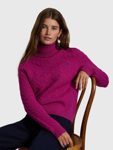 Wool sweater with polo collar - 4