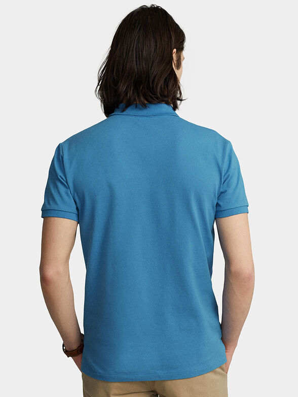 Blue Polo shirt with contrast logo embroidery - 3