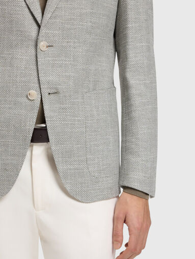 Single breasted cotton and linen jacket - 5