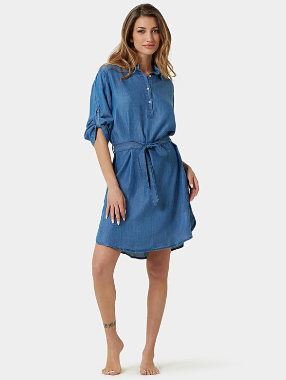 Denim dress in blue color - 1