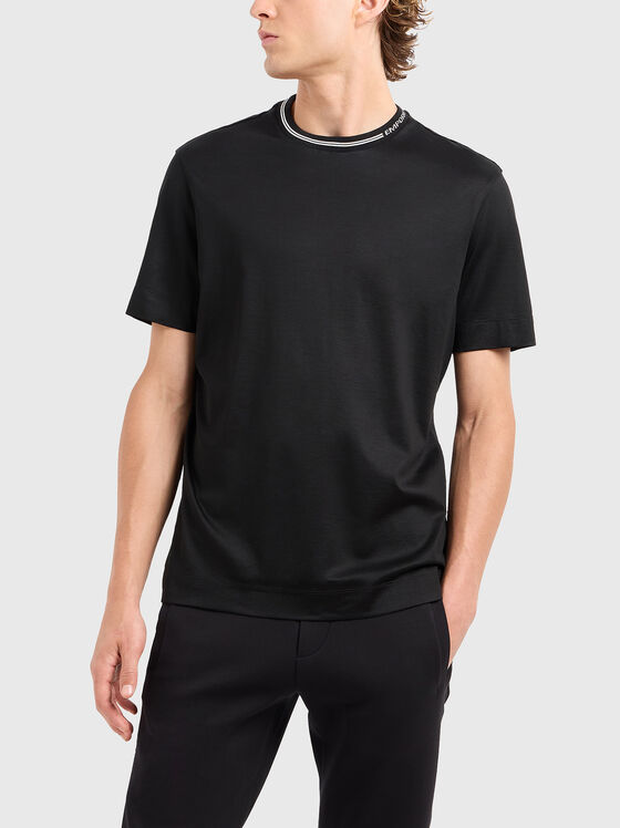 Тениска с овално деколте и лого - 1