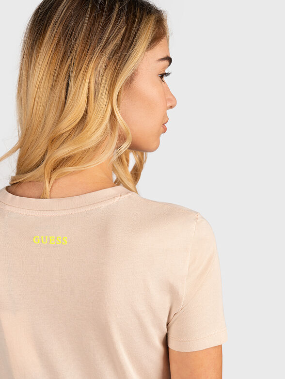 T-shirt with floral print and logo in neon color - 4