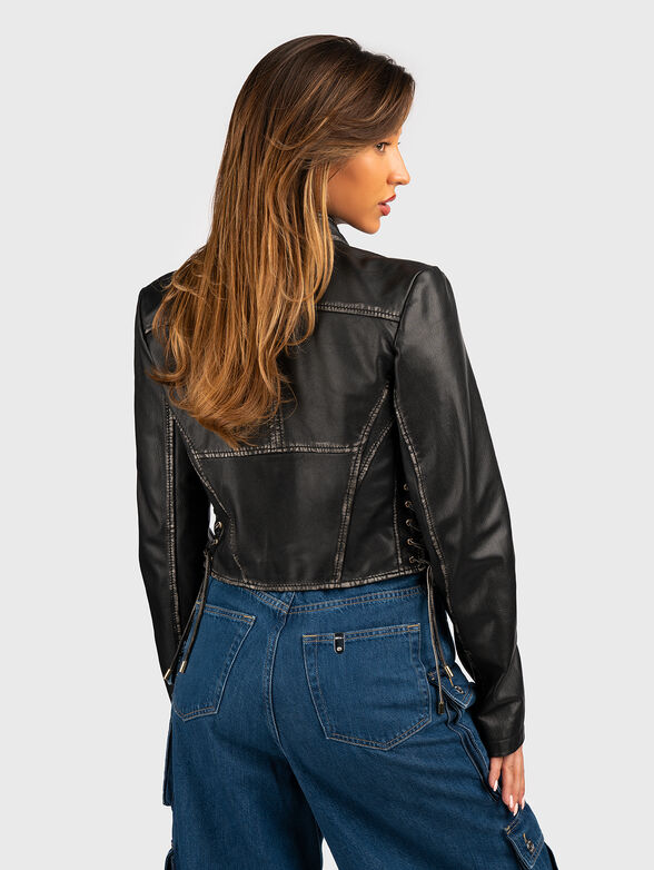 Leather biker jacket - 3