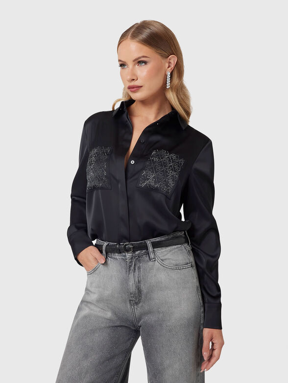 Black shirt with accent pockets - 1