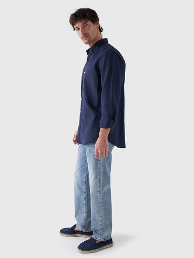 Light blue linen and cotton shirt - 3