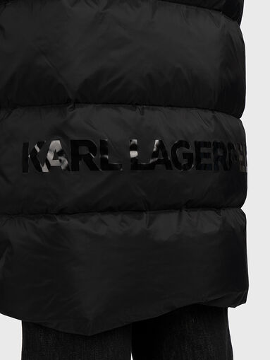 Long padded jacket with monogram logo accents - 3