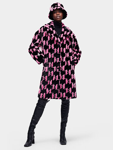 Monogram faux fur coat - 5