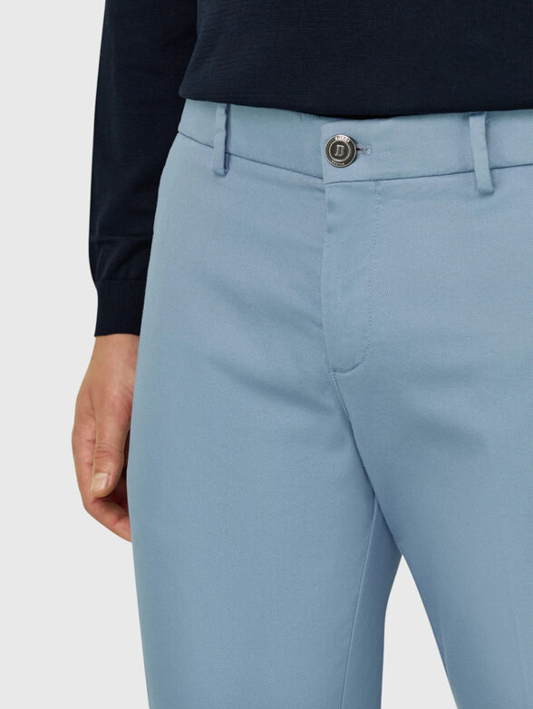 Blue cotton-blend trousers - 3