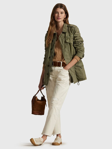 Jeans with patches in ecru - 5