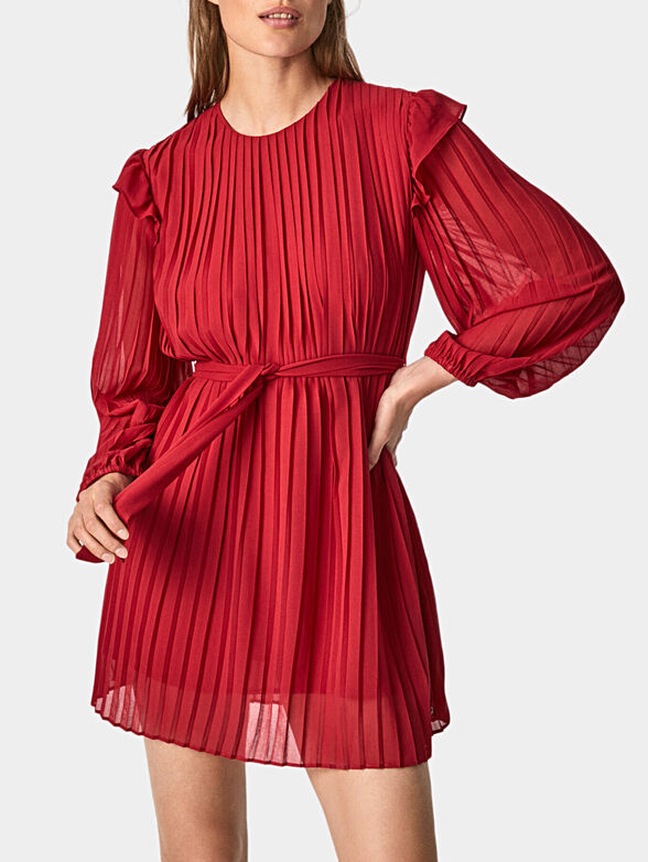 COLINE Pleated dress in red color - 1