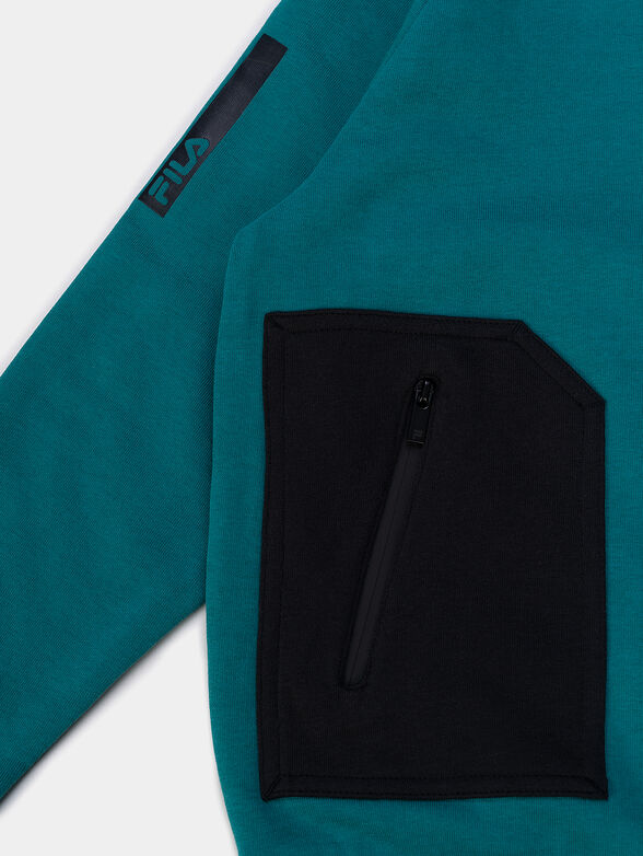 Blue sweatshirt with accent pockets - 4