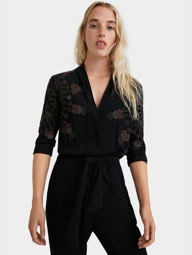 Jumpsuit with floral embroidery - 1
