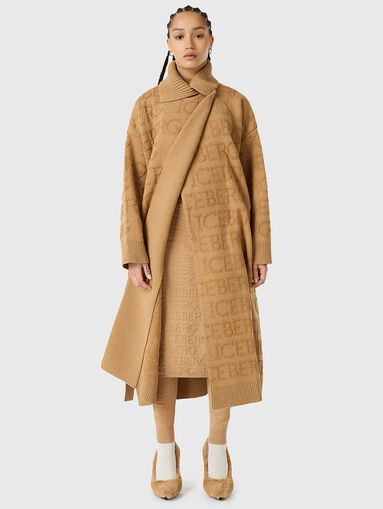 Knitted coat with embossed logo texture - 5