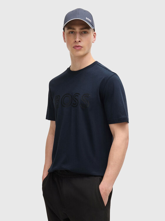 Beige T-shirt with logo print - 1