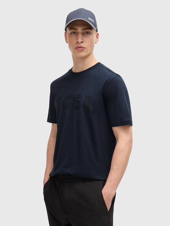 Beige T-shirt with logo print - 1