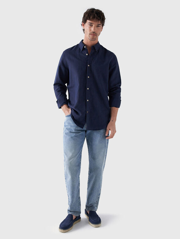Light blue linen and cotton shirt - 2