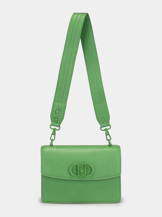 Зелена кросбоди чанта с лого акцент - 1