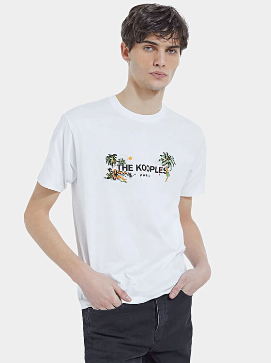 Бяла тениска с лого принт - 1