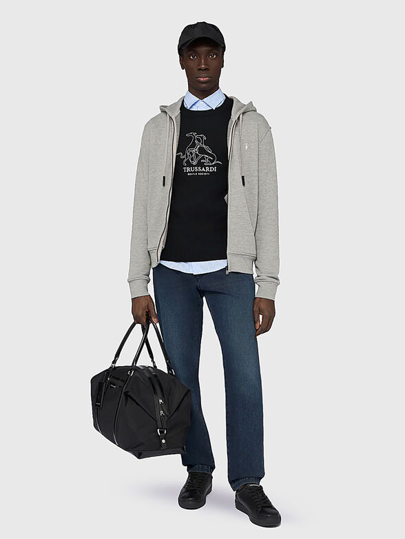 Cotton sweatshirt with hood and zip - 2