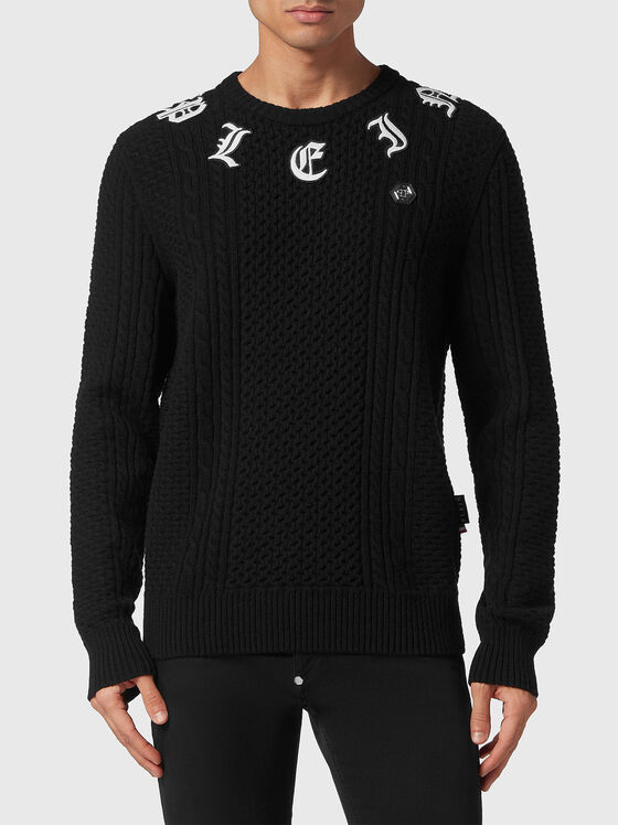 Пуловер от вълнено кашмирен бленд в черно  - 1