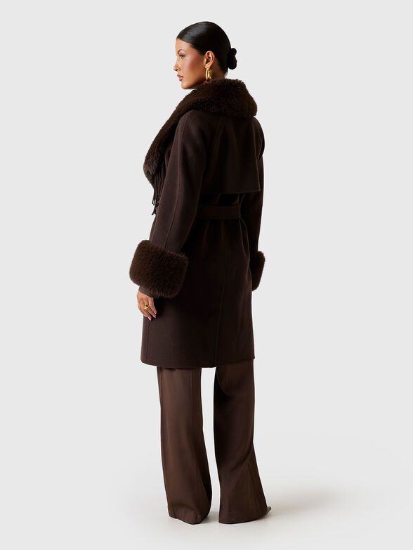 LILIANA wool coat with accent collar - 3