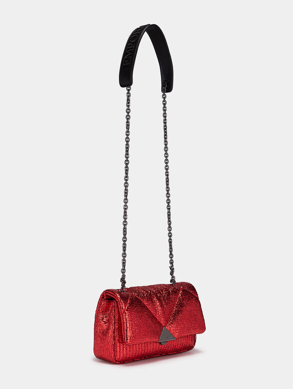 Red crossbody bag with glamorous effect - 2